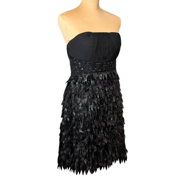 Sue Wong Strapless Cocktail Dress Sz 8 Black Beaded Formal Event Glam Feminine - Picture 16 of 16